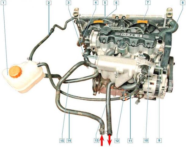 Система охлаждения двигателя Шевроле Ланос